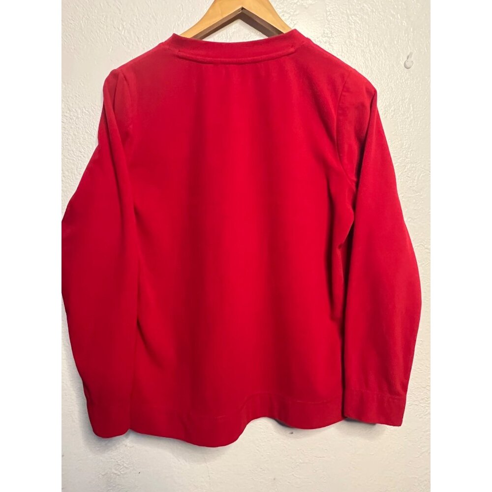2 Made for Life Women's Medium Sweatshirts Lightweight V-Neck Cream Red Long - Picture 12 of 13